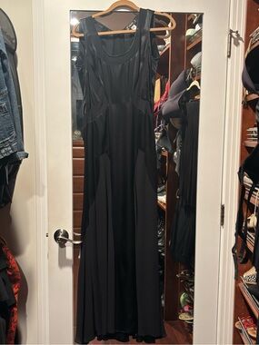 Vintage Versace black silk sheer paneled evening gown. Truly a rare find!